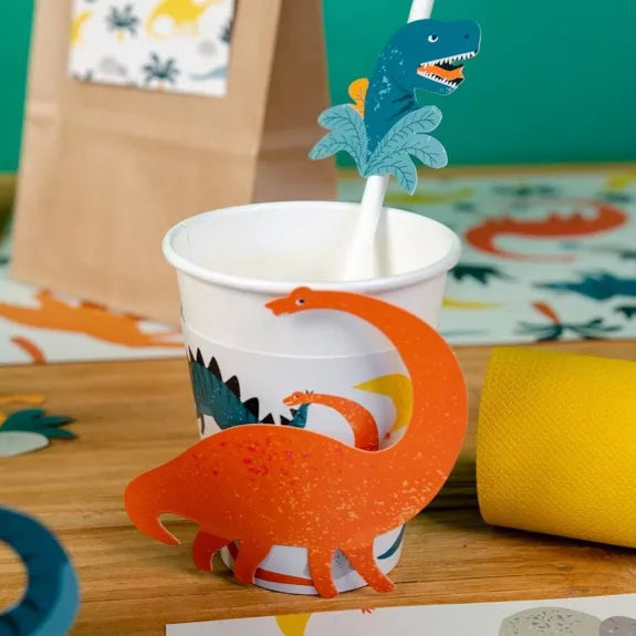 6 vasos de dinosaurio - compostables