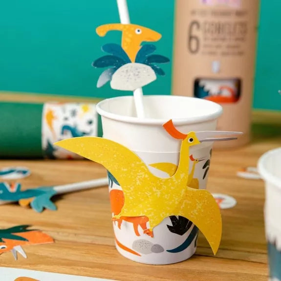 6 vasos de dinosaurio - compostables