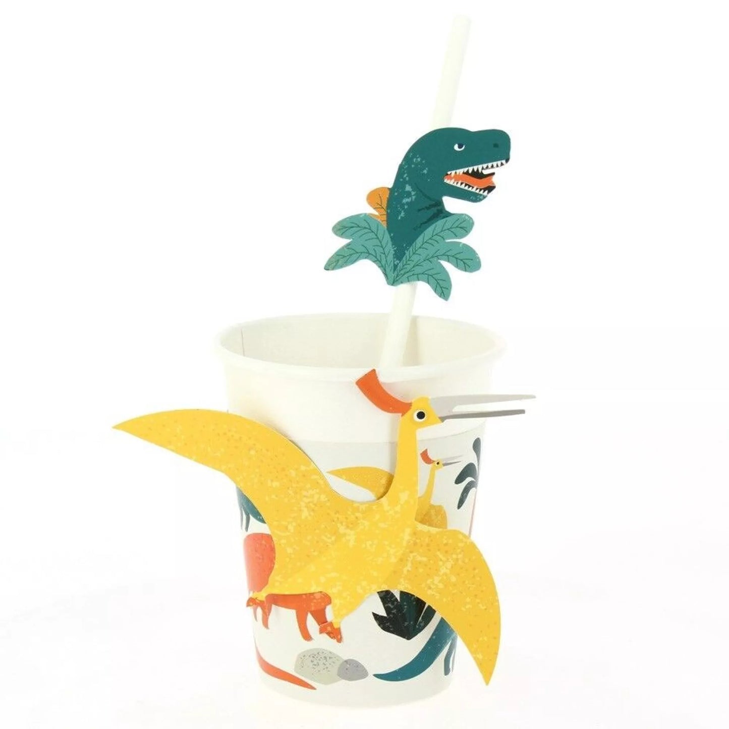6 pajitas de papel de dinosaurio - Reciclable