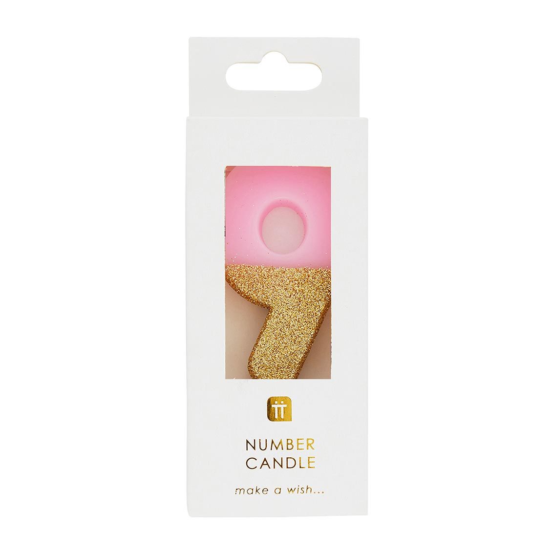 Velas número 9, purpurina rosa