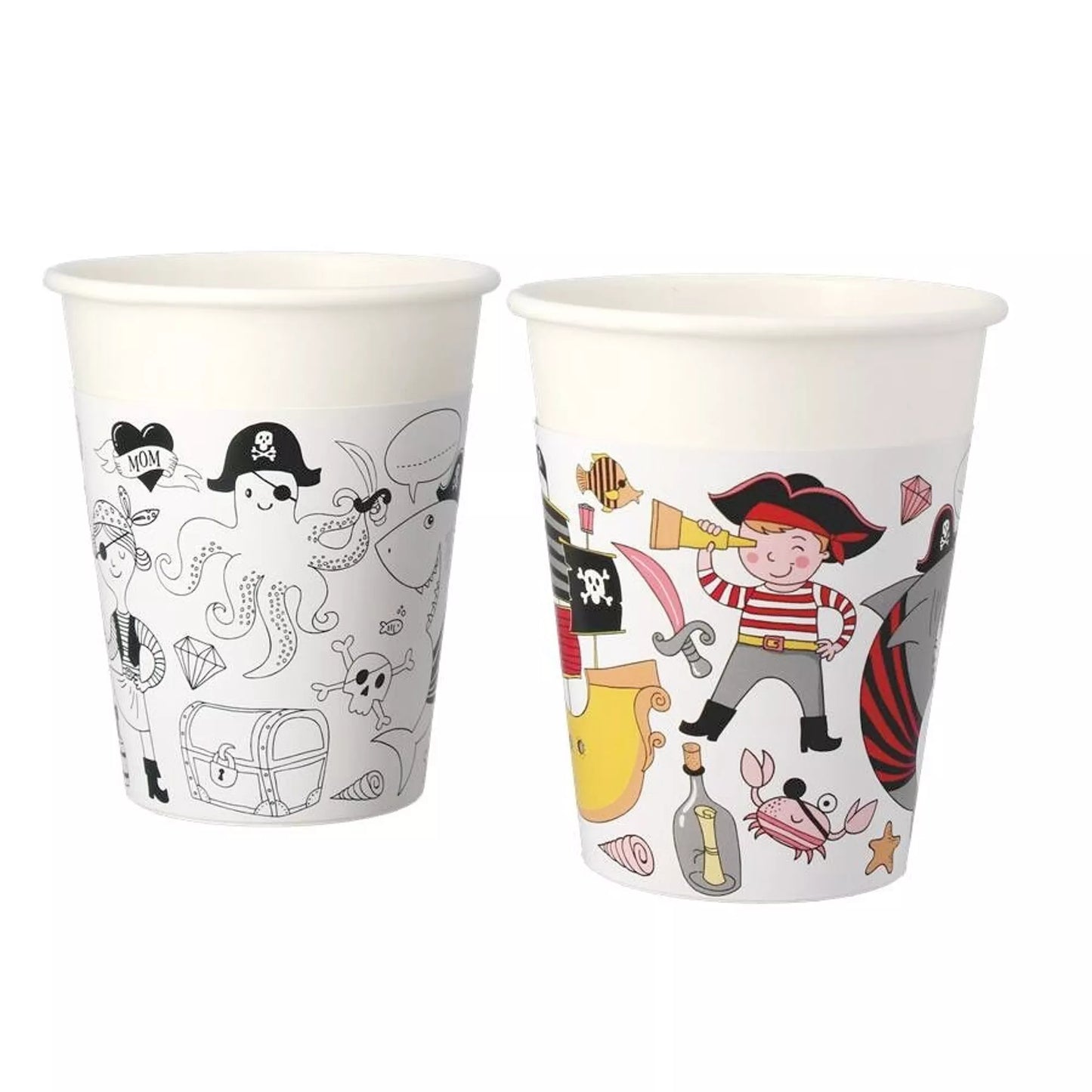 6 vasos de color pirata - compostables