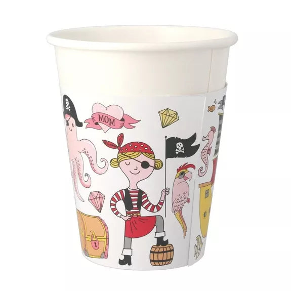 6 vasos de color pirata - compostables