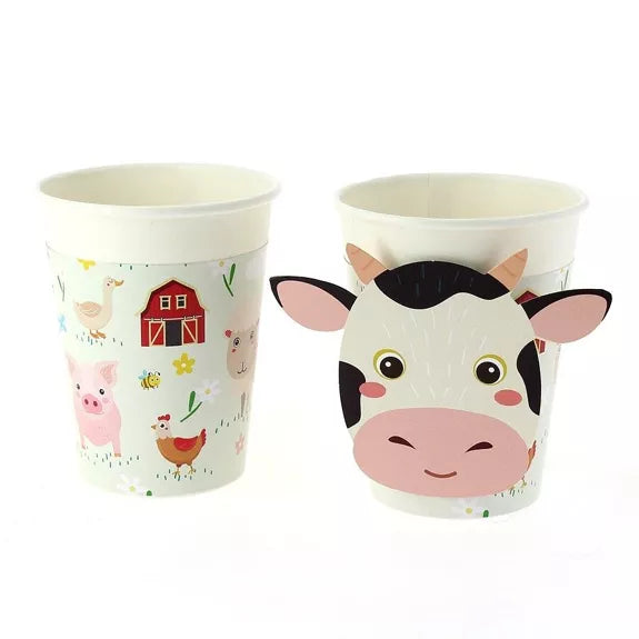 6 vasos de animales de granja - reciclables
