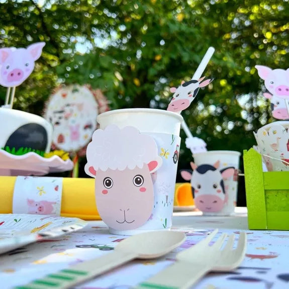 6 vasos de animales de granja - reciclables