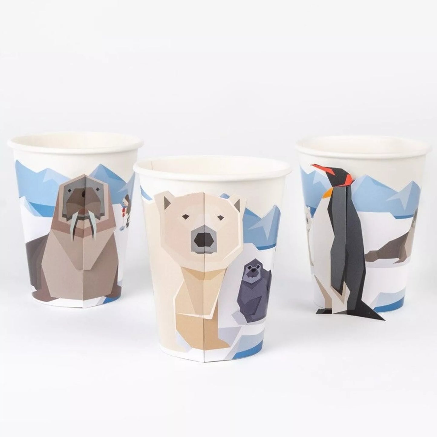 6 Vasos de animales polares - compostables