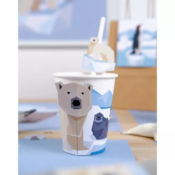 6 Vasos de animales polares - compostables
