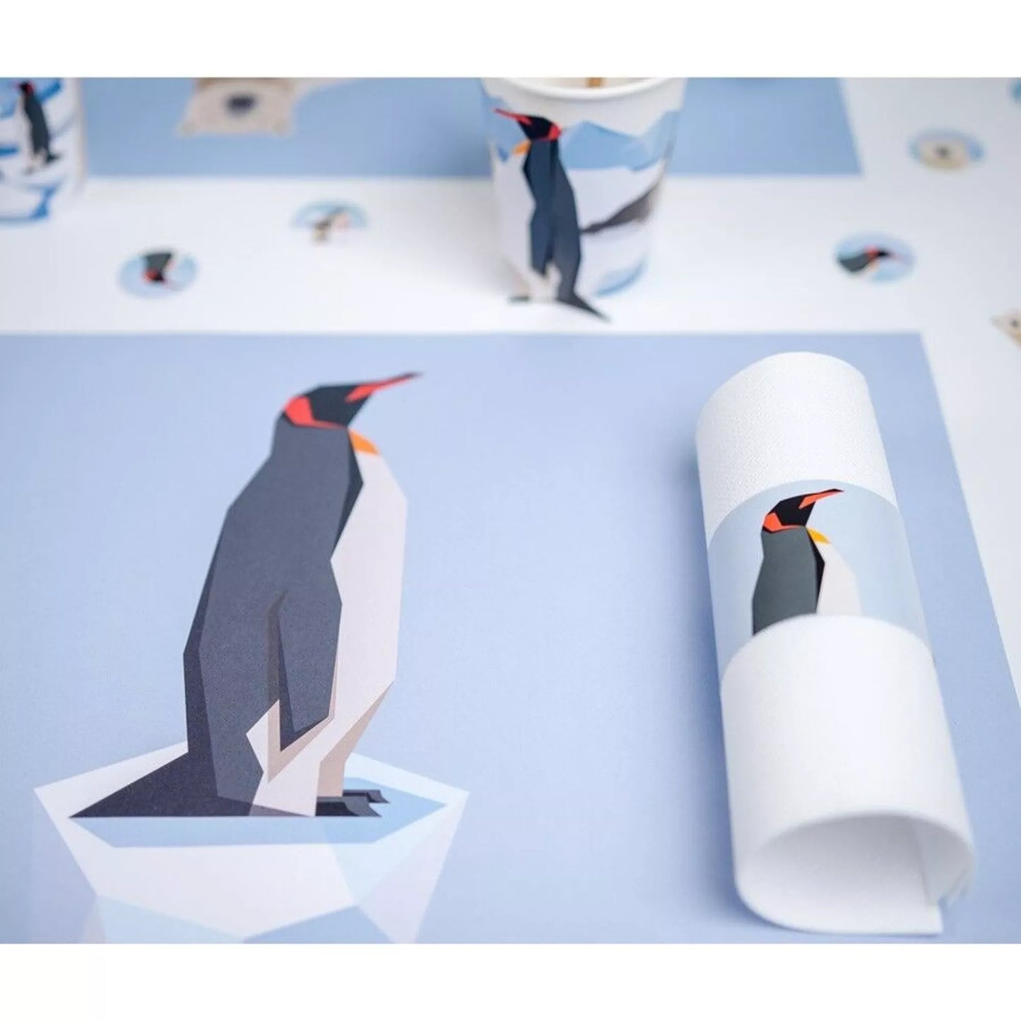 6 servilleteros de papel animales polares redondos
