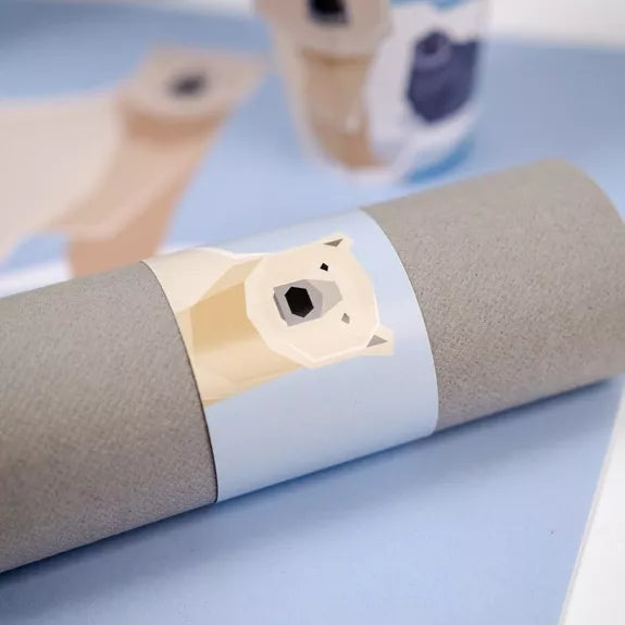 6 servilleteros de papel animales polares redondos