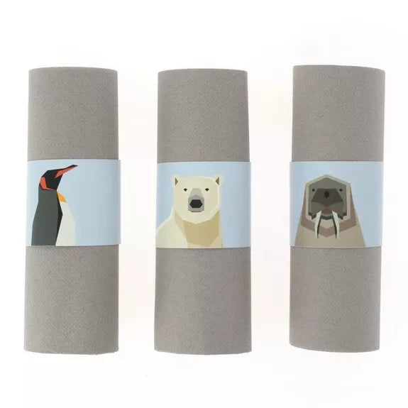 6 servilleteros de papel animales polares redondos