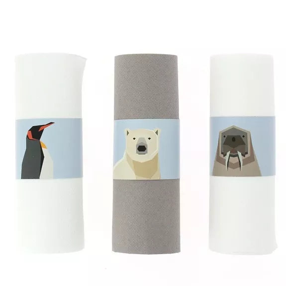 6 servilleteros de papel animales polares redondos