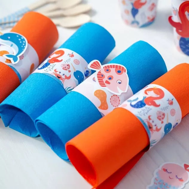 6 servilleteros de papel - coral sirena