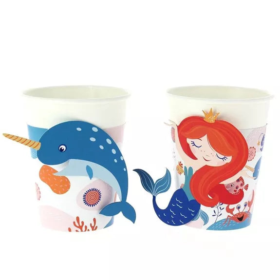 6 vasos de coral de sirena - compostables