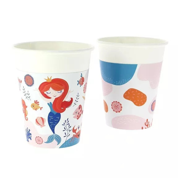 6 vasos de coral de sirena - compostables