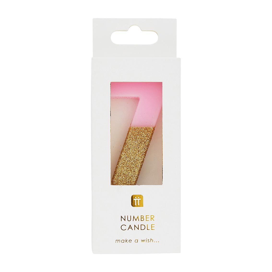 Velas número 7, purpurina rosa