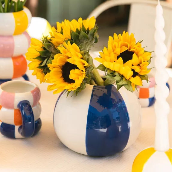 Florero,Beach Ball,azul,cerámica,14 cm