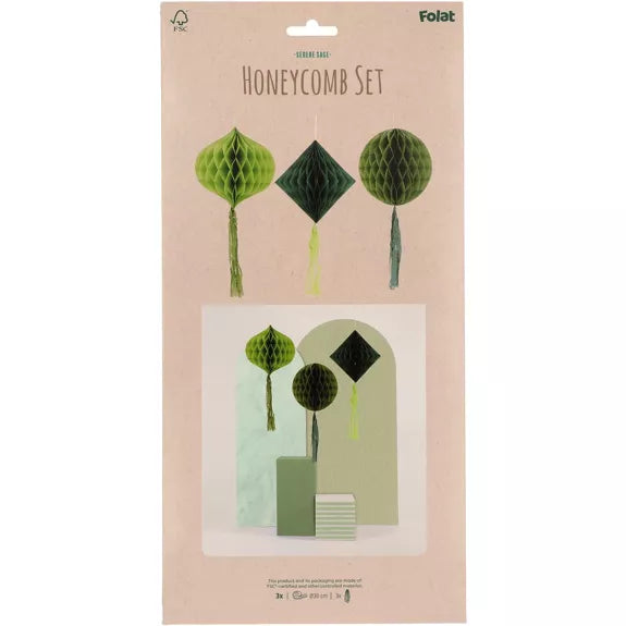 Set panal -nido de papel - Verde - 3 piezas