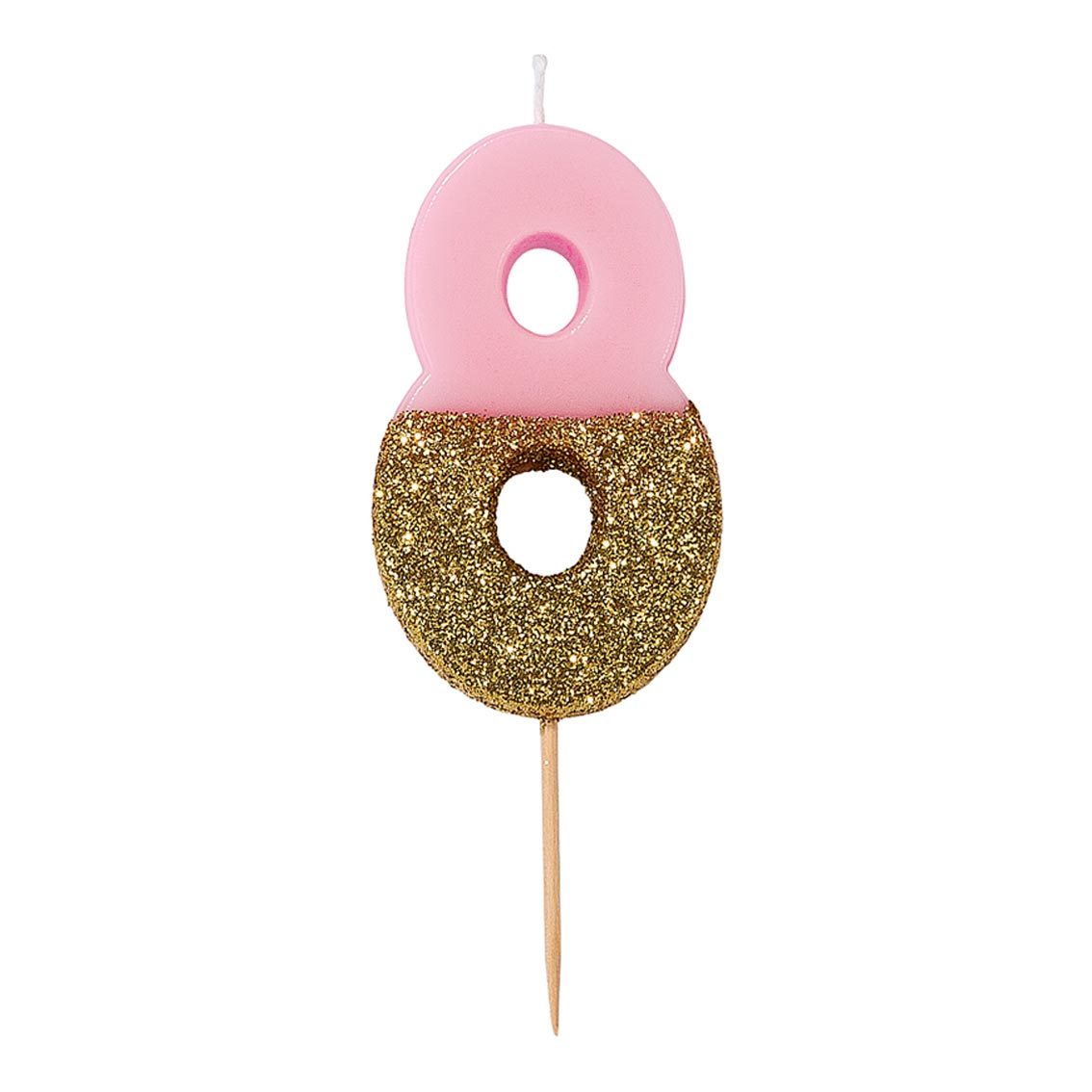 Velas número 8,purpurina rosa