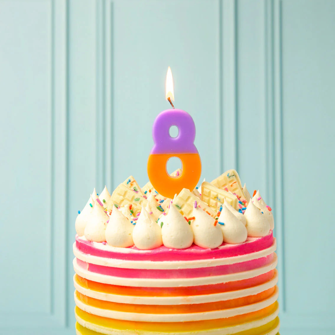 Vela número 8 de cumpleaños de 2 tonos, naranja degradado