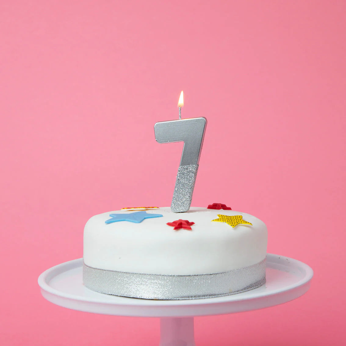 Velas de cumpleaños plateadas número 7