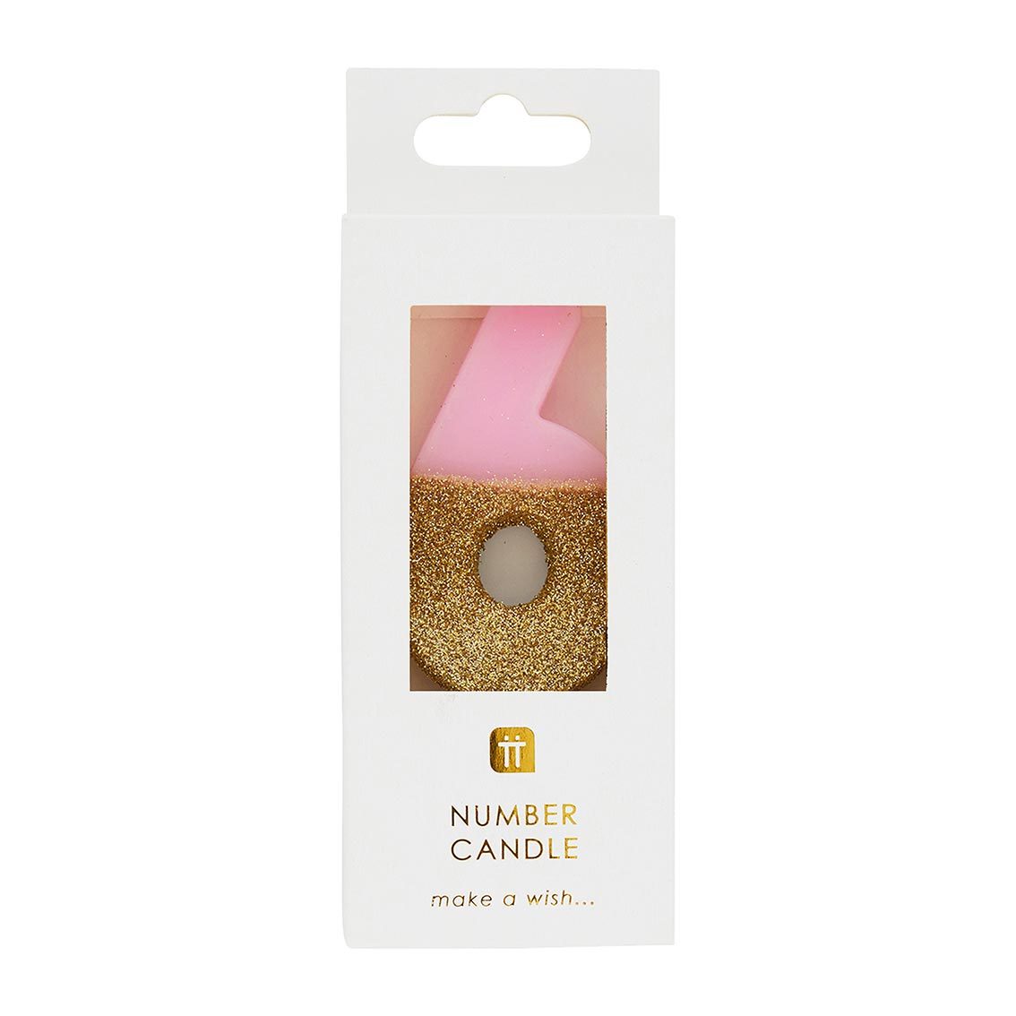 Velas número 6, purpurina rosa