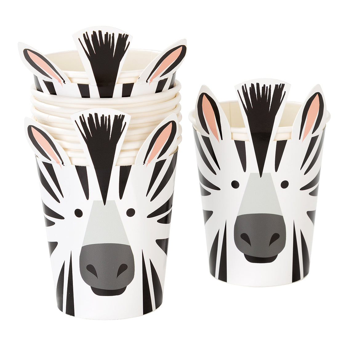 Vasos de cebra con diseño de animales de fiesta (paquete de 8)