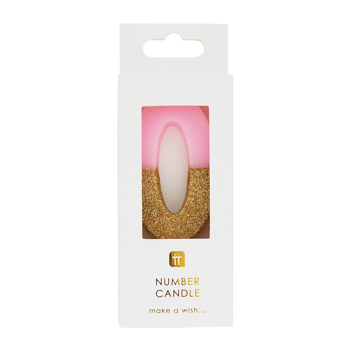 Vela número 0, purpurina rosa