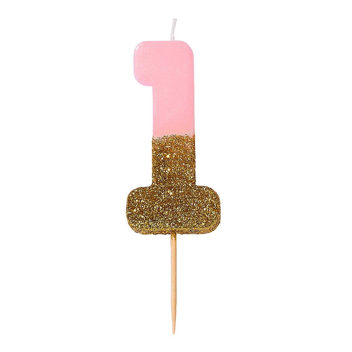 Velas número 1, purpurina rosa
