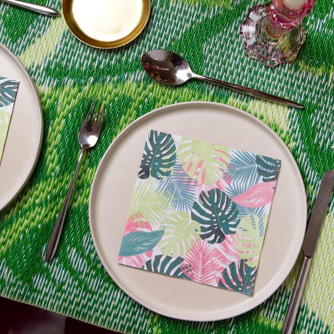 Servilletas de papel con diseño de hojas de palmeras tropicales en tonos pastel (paquete de 20)