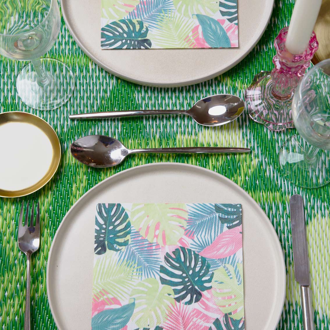 Servilletas de papel con diseño de hojas de palmeras tropicales en tonos pastel (paquete de 20)