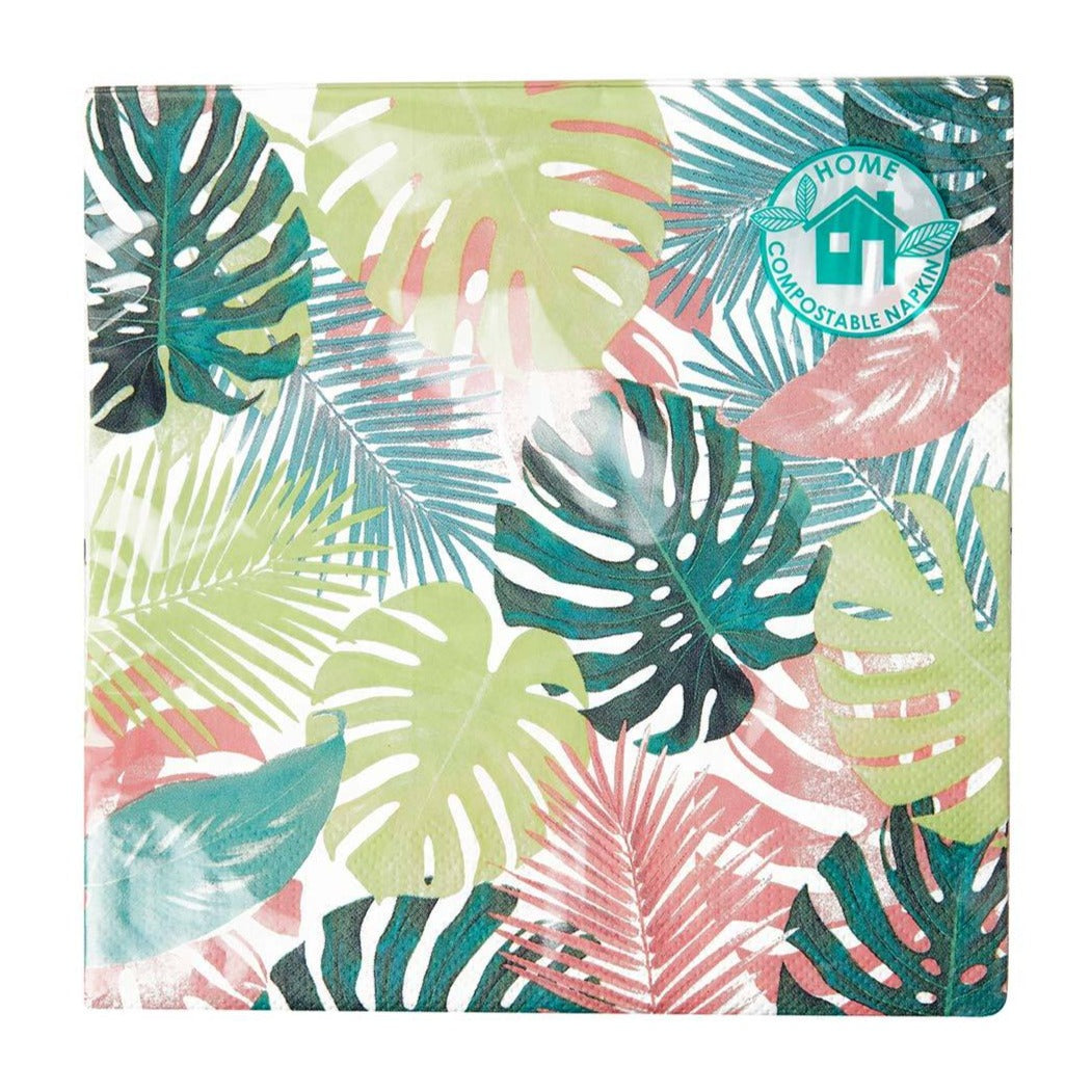 Servilletas de papel con diseño de hojas de palmeras tropicales en tonos pastel (paquete de 20)