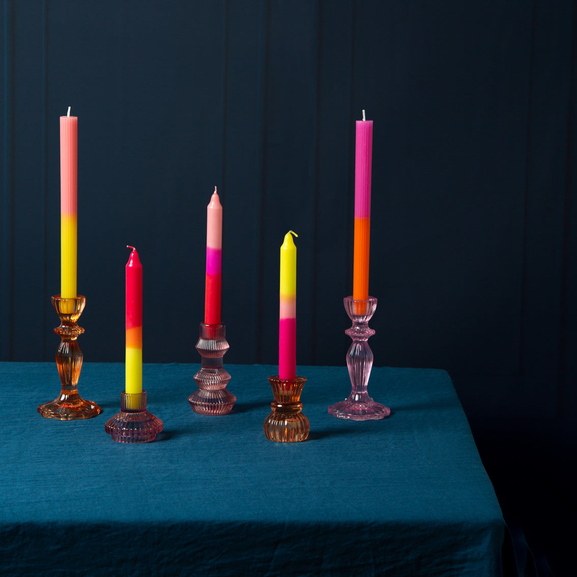 Velas de cena rosadas de 3 tonos - Paquete de 3