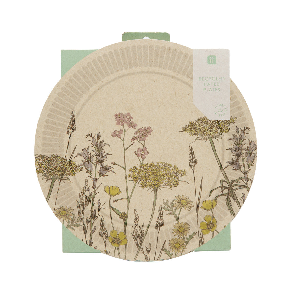 Platos florales de papel reciclado ecológico - Paquete de 12