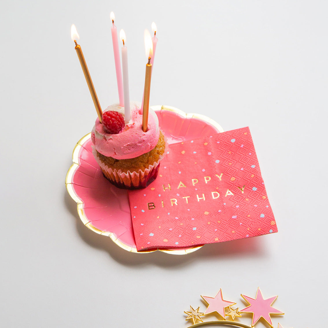 Velas de cumpleaños largas rosas y doradas - Paquete de 16