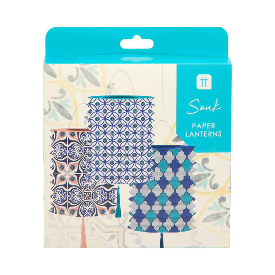 Farollillos azules Souk Summer Paper Lanterns Decoraciones - Paquete de 3