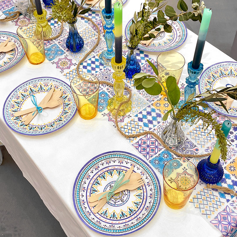 Platos de papel Souk Blue - Paquete de 12