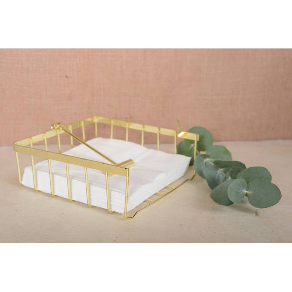 Porta servilletas de alambre dorado