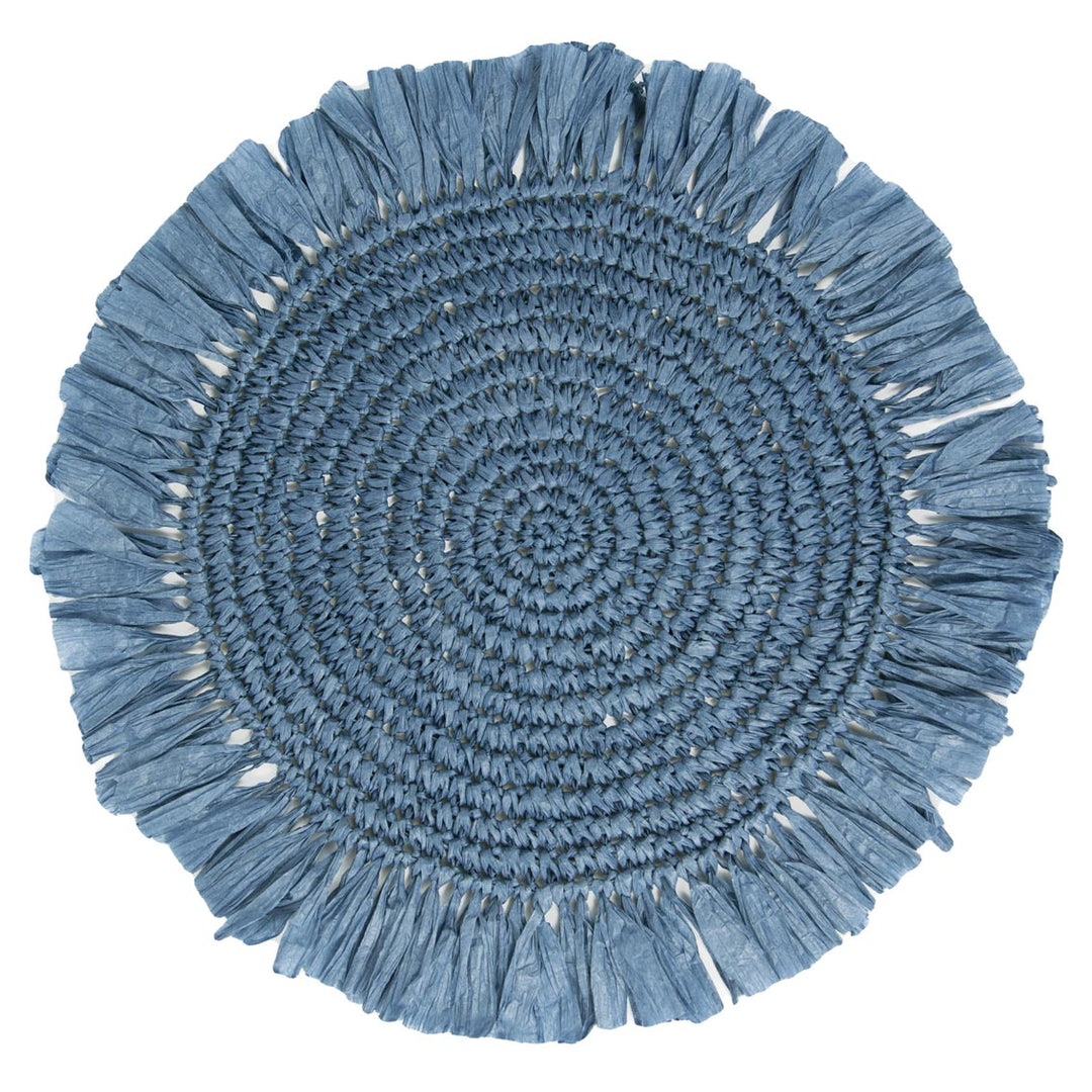 Manteles individuales de rafia color azul para mesa - Pack de 2