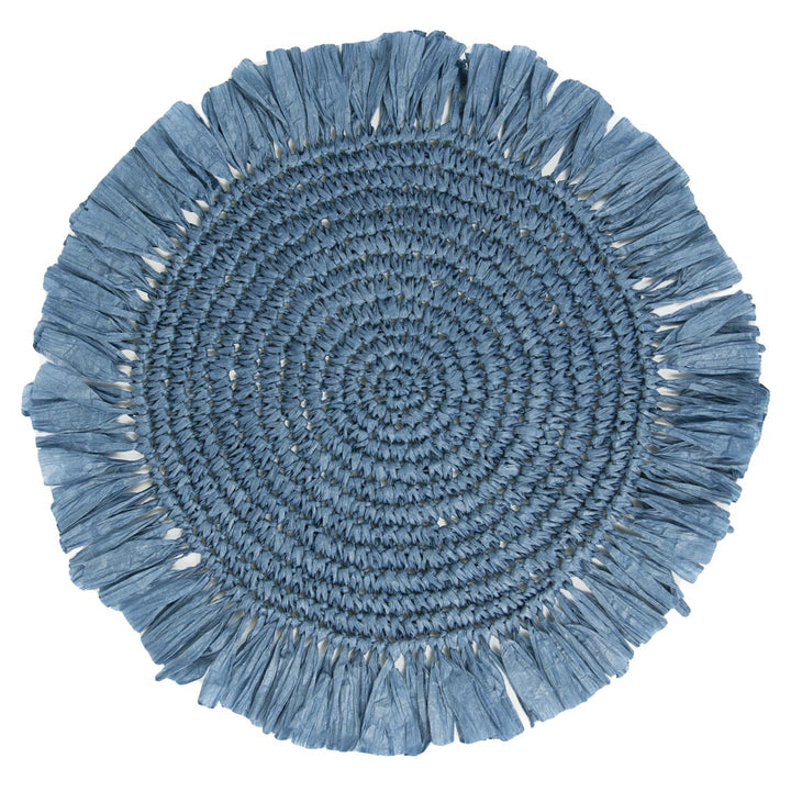 Manteles individuales de rafia color azul para mesa - Pack de 2