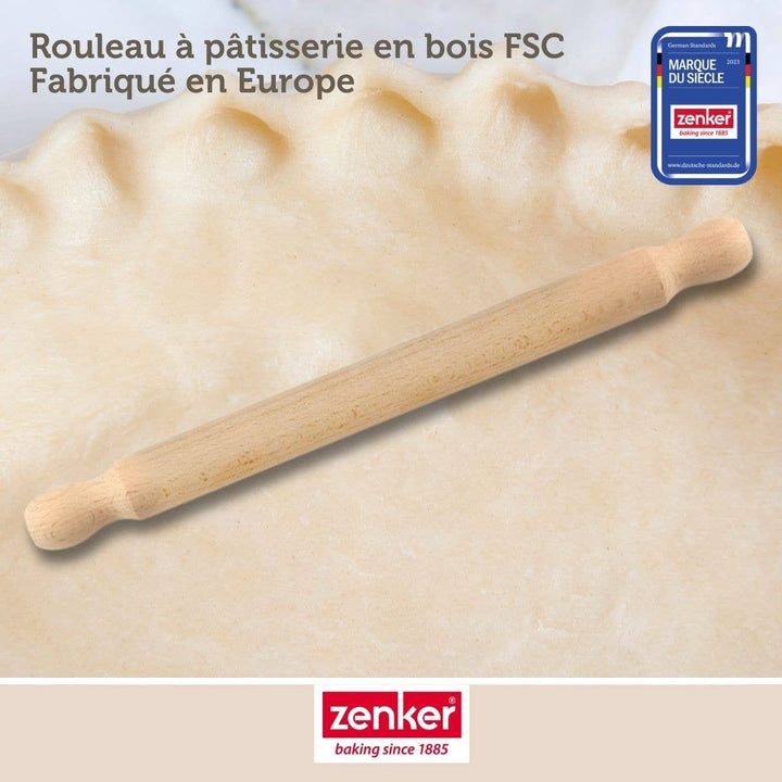 Rodillo de madera FSC Zenker para repostería, 35 cm
