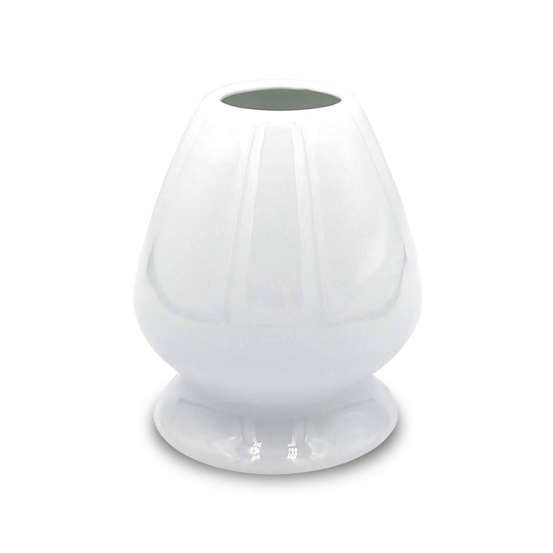 Soporte para batidor de matcha Kusenaoshi blanco de cerámica