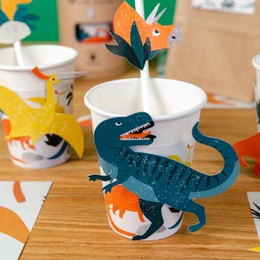 6 vasos de dinosaurio - compostables