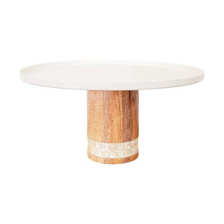 Soporte blanco para pastel con base de madera, modelo grande 30x30x15 cm