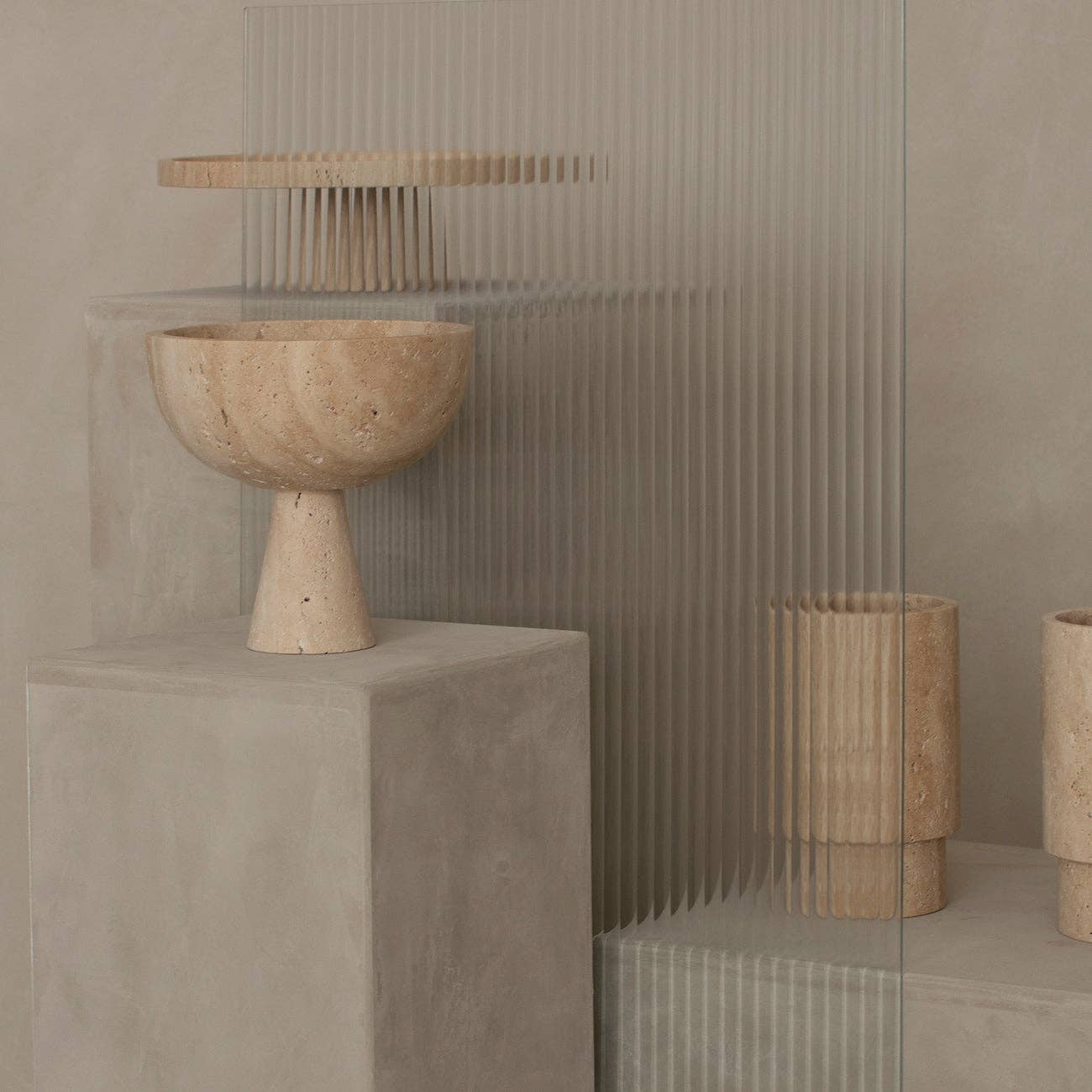 Cuenco Pedestal de Travertino