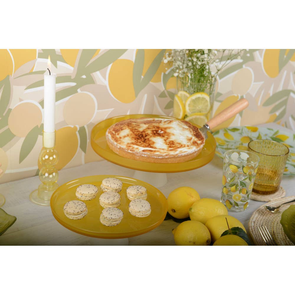 Soporte para tartas con base blanca de 28 cm - limón