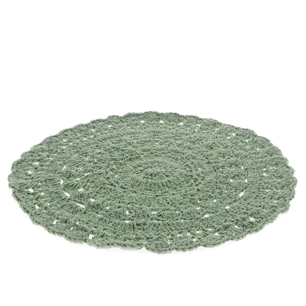 Mantel individual de ganchillo - Verde 35 cm