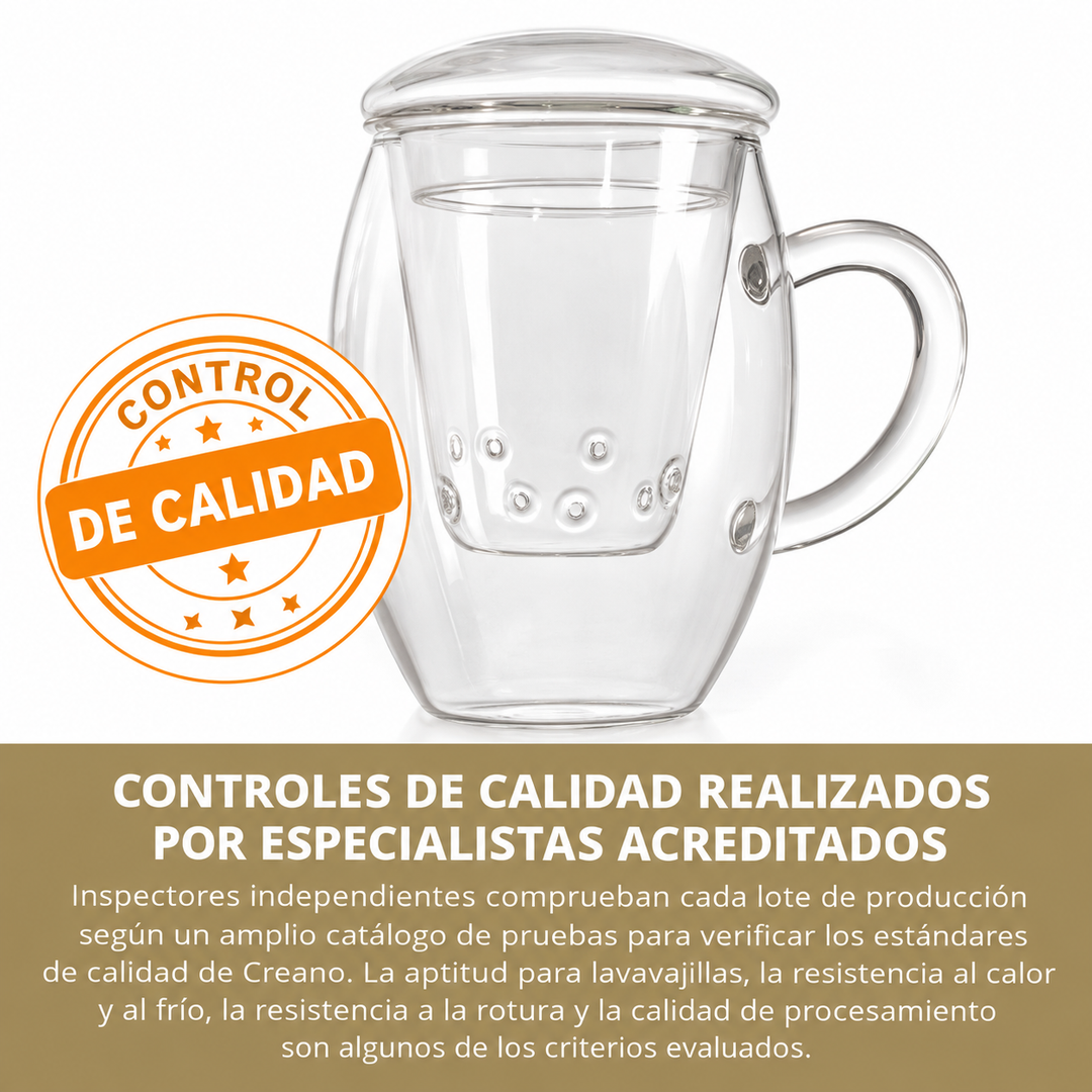 Creano vaso de té todo en uno, taza grande con colador y tapa de cristal, 400 ml
