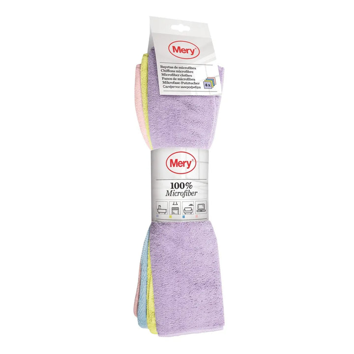 Mery - Pack de 4 Bayetas de Microfibra Ultra Absorbentes 38x36 cm