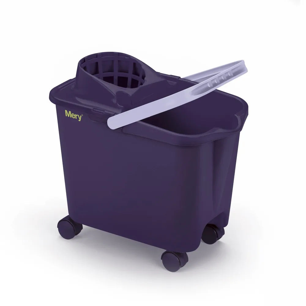 Cubo con ruedas y escurridor 14 litros color lila
