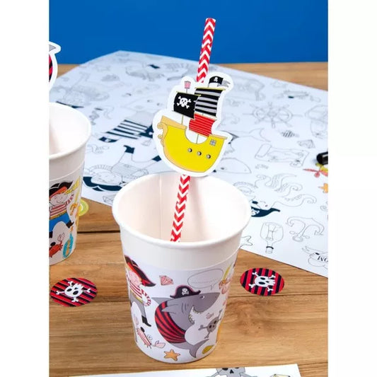 6 vasos de color pirata - compostables
