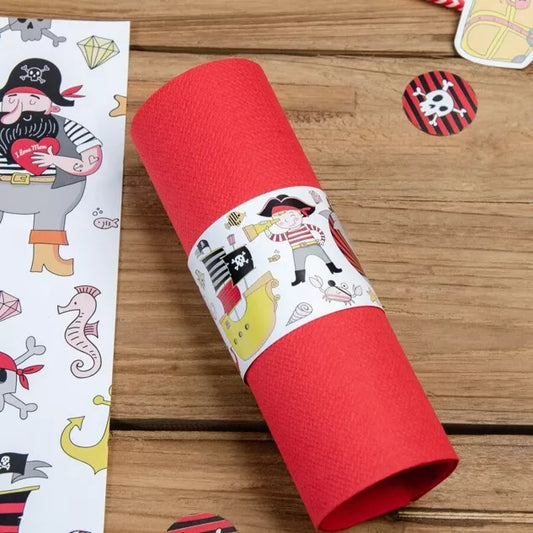 6 Servilleteros de papel -colores piratas redondos